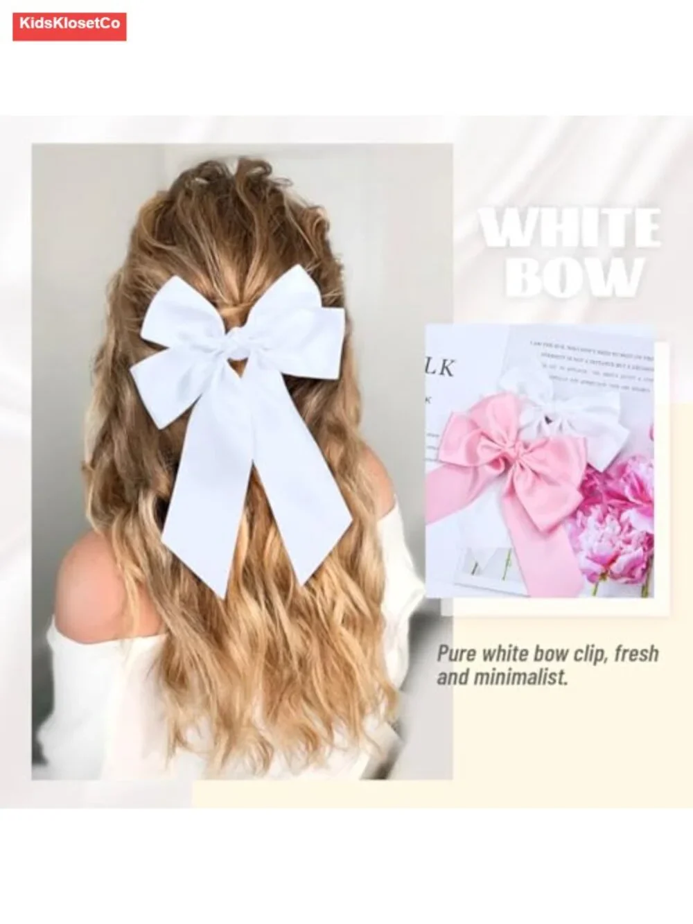 8-Piece Silky Satin Oversized Big Hair Bow Alligator Clips Barrettes